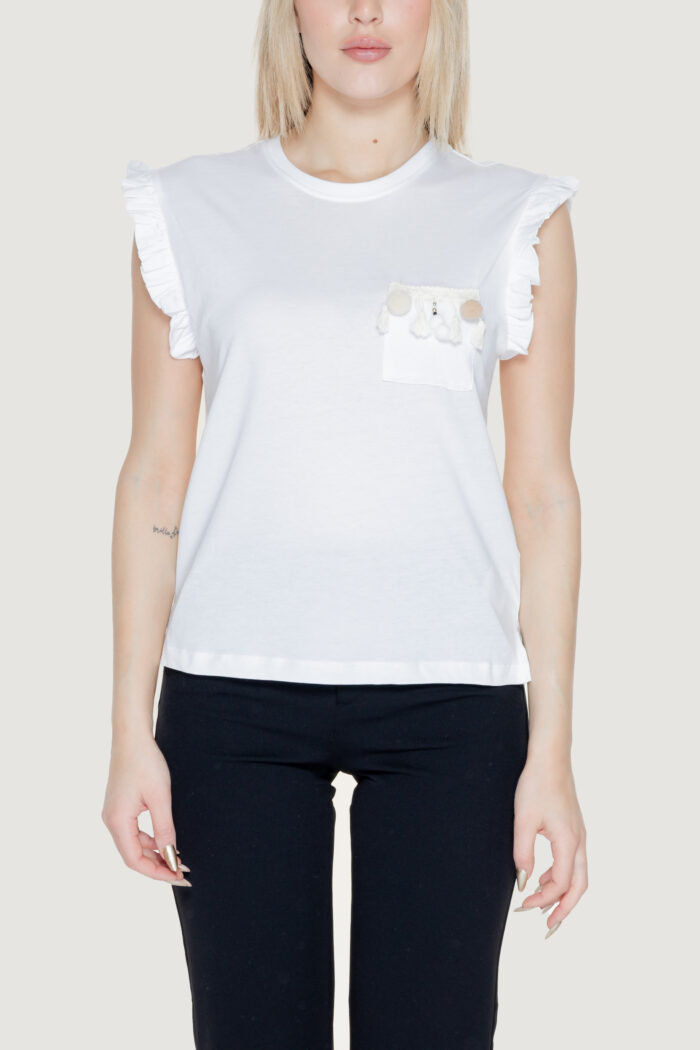 T-shirt Only ONLFILIPPA S/S DETAIL POCKET TOP JRS Bianco