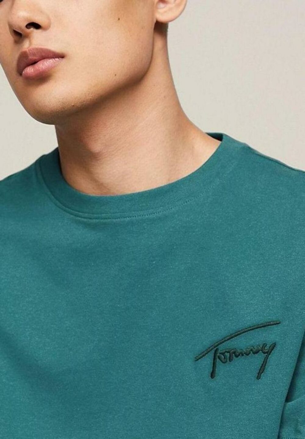 T-shirt Tommy Hilfiger Jeans REG SIGNATURE Petrolio - Foto 2