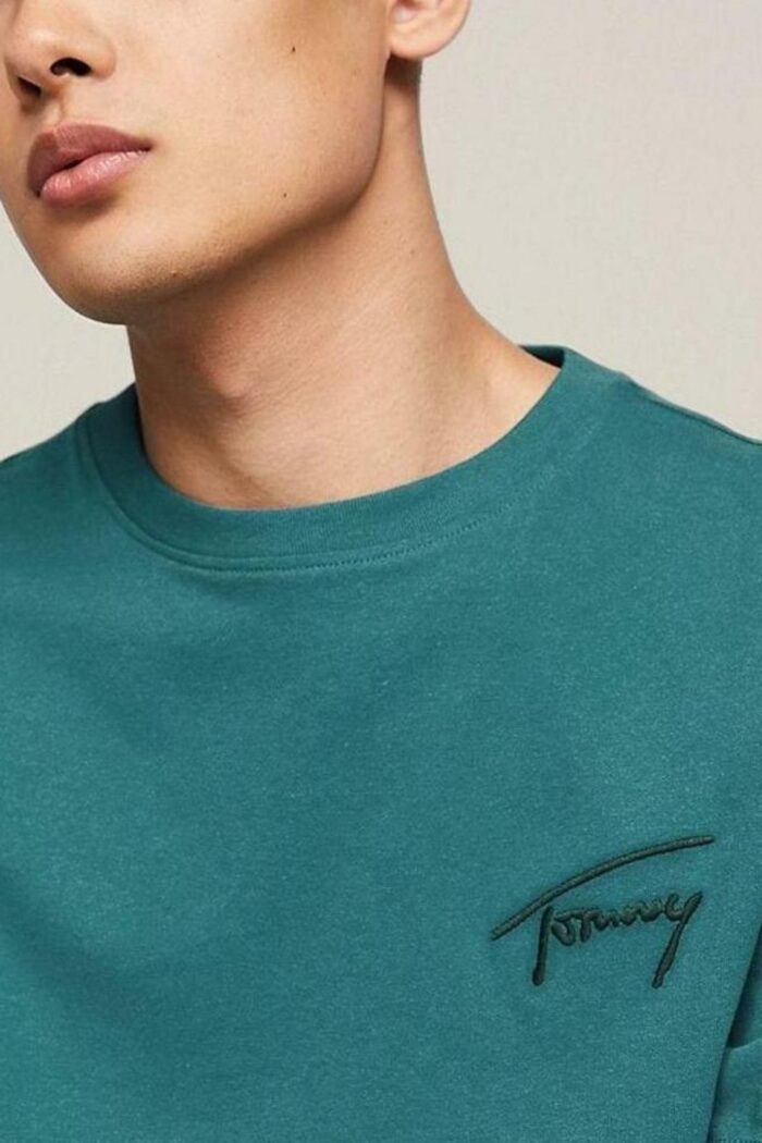 T-shirt Tommy Hilfiger REG SIGNATURE Petrolio