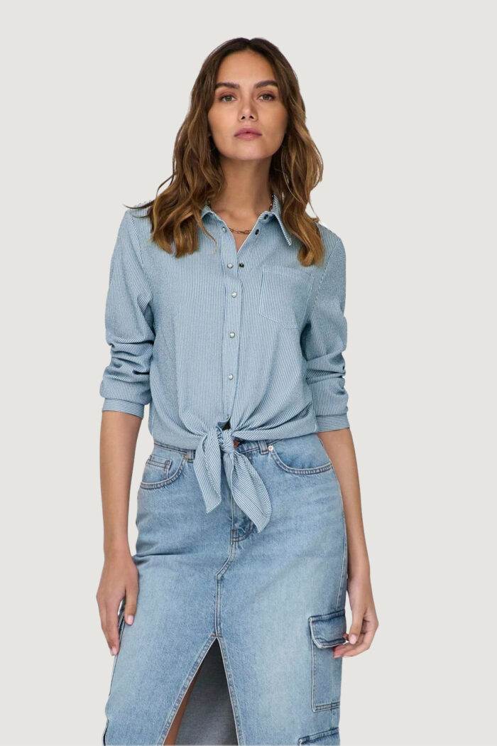Bluse manica lunga Only ONLLECEY LS KNOT SHIRT NOOS WVN Celeste