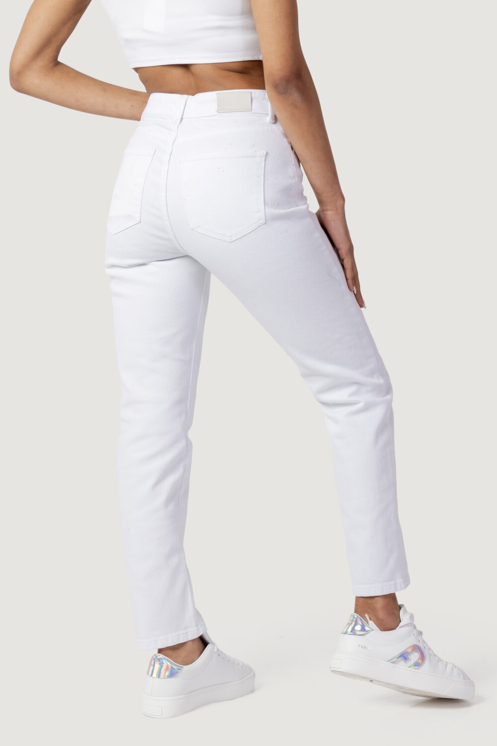 Jeans mom Only ONLEMILY STRETCH HW ST AK DNM CRO790NOOS Bianco - Foto 3