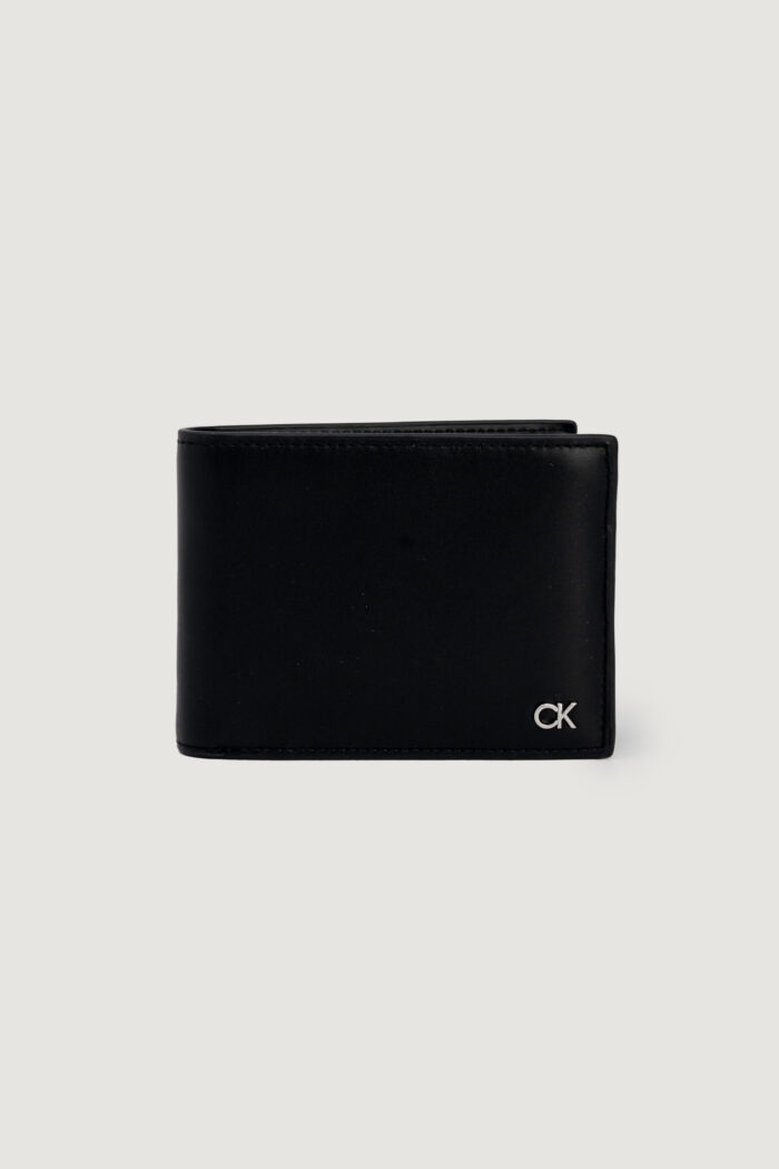 Portafoglio con portamonete Calvin Klein METAL CK TRIFOLD 10CC W/COIN Nero