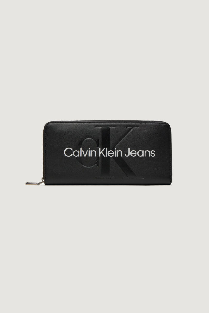 Portafoglio grande Calvin Klein SCULPTED ZIP AROUND MONO Nero