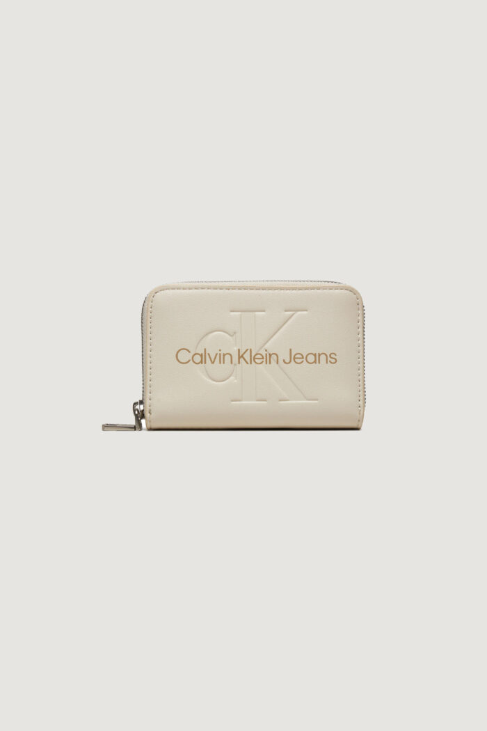 Portafoglio piccolo Calvin Klein SCULPTED MED ZIP AROUND MONO Beige