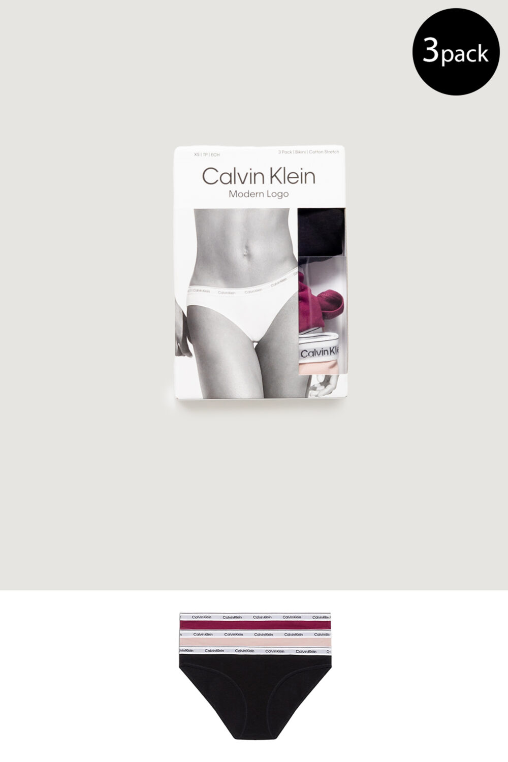 Slip e perizoma Calvin Klein 3 PACK (LOW-RISE) Rosa - Foto 1