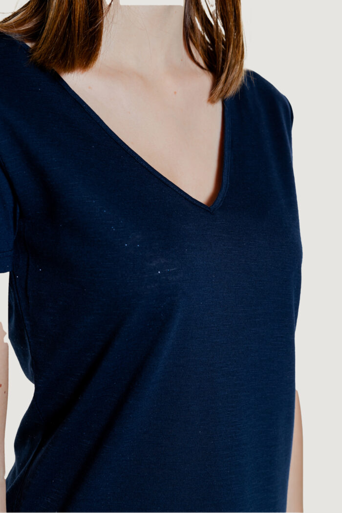 T-shirt Jacqueline De Yong Jdydora Dodo S/S V-Neck Glitter Jrs Blue scuro