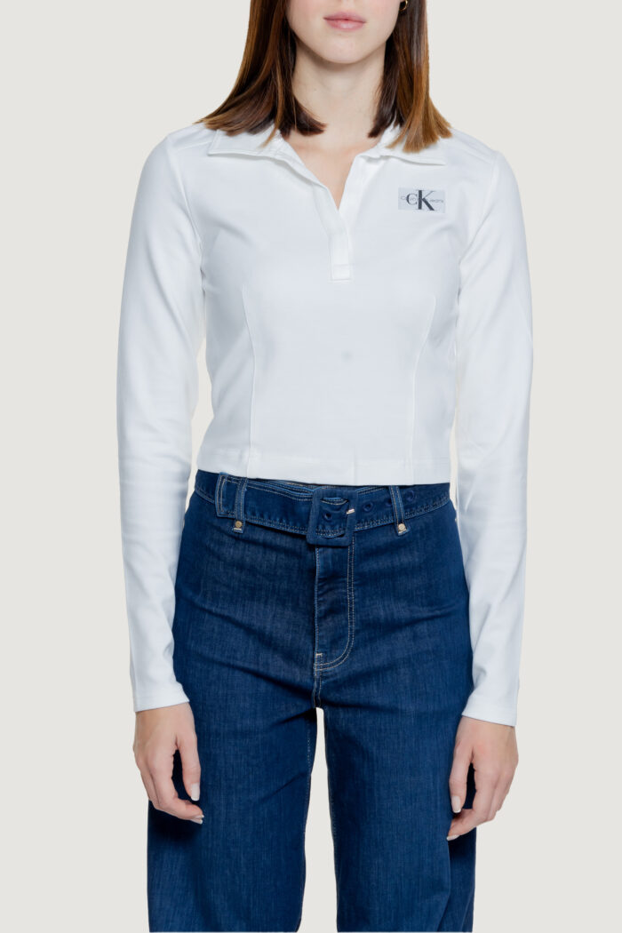 T-shirt manica lunga Calvin Klein COLLAR MILANO Bianco