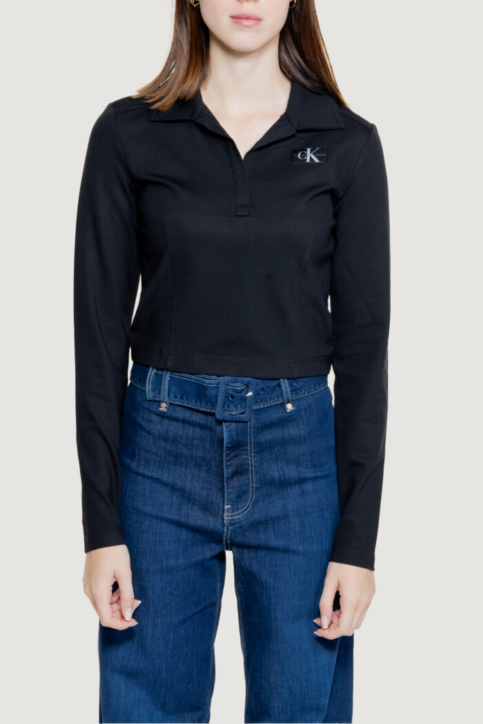 T-shirt manica lunga Calvin Klein COLLAR MILANO Nero