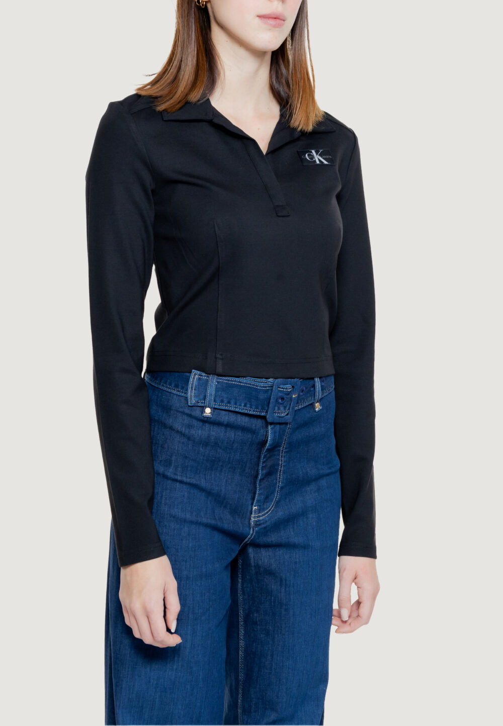 T-shirt manica lunga Calvin Klein Jeans COLLAR MILANO Nero - Foto 3