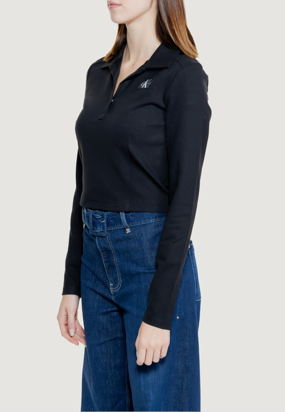 T-shirt manica lunga Calvin Klein Jeans COLLAR MILANO Nero - Foto 4