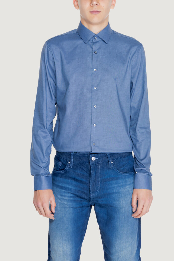 Camicia manica lunga Calvin Klein MICRO STRUCTURE Blu