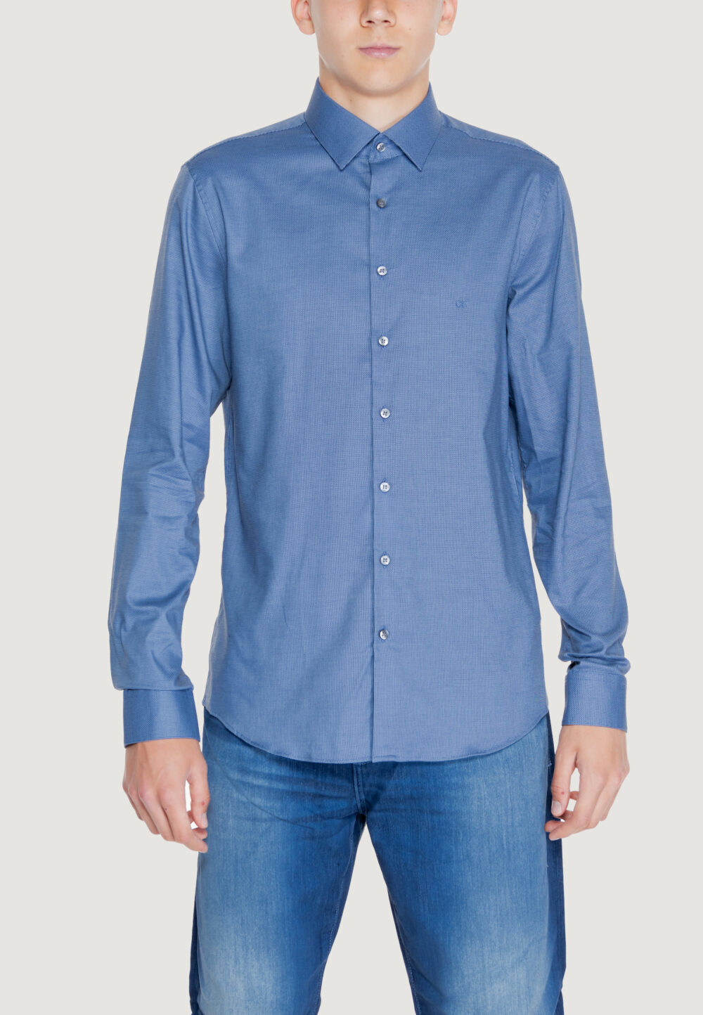 Camicia manica lunga Calvin Klein MICRO STRUCTURE Blu - Foto 4