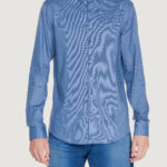 Camicia manica lunga Calvin Klein MICRO STRUCTURE Blu - Foto 4