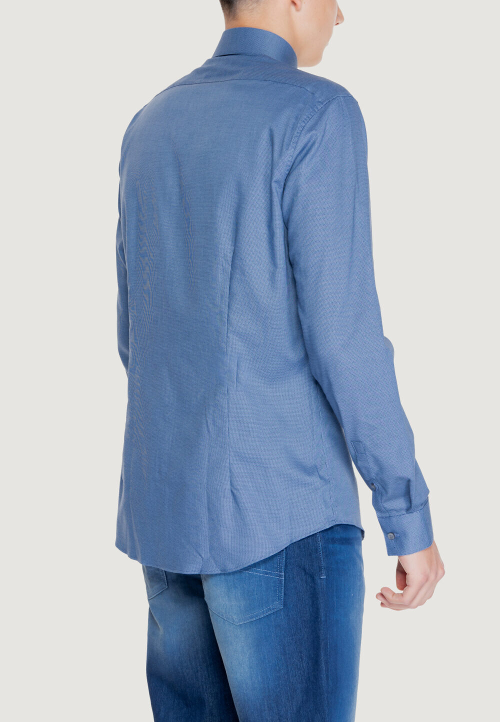 Camicia manica lunga Calvin Klein MICRO STRUCTURE Blu - Foto 5