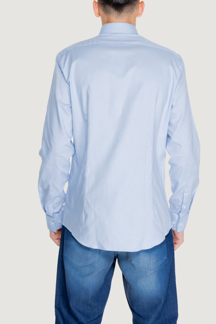 Camicia manica lunga Calvin Klein MICRO STRUCTURE Celeste