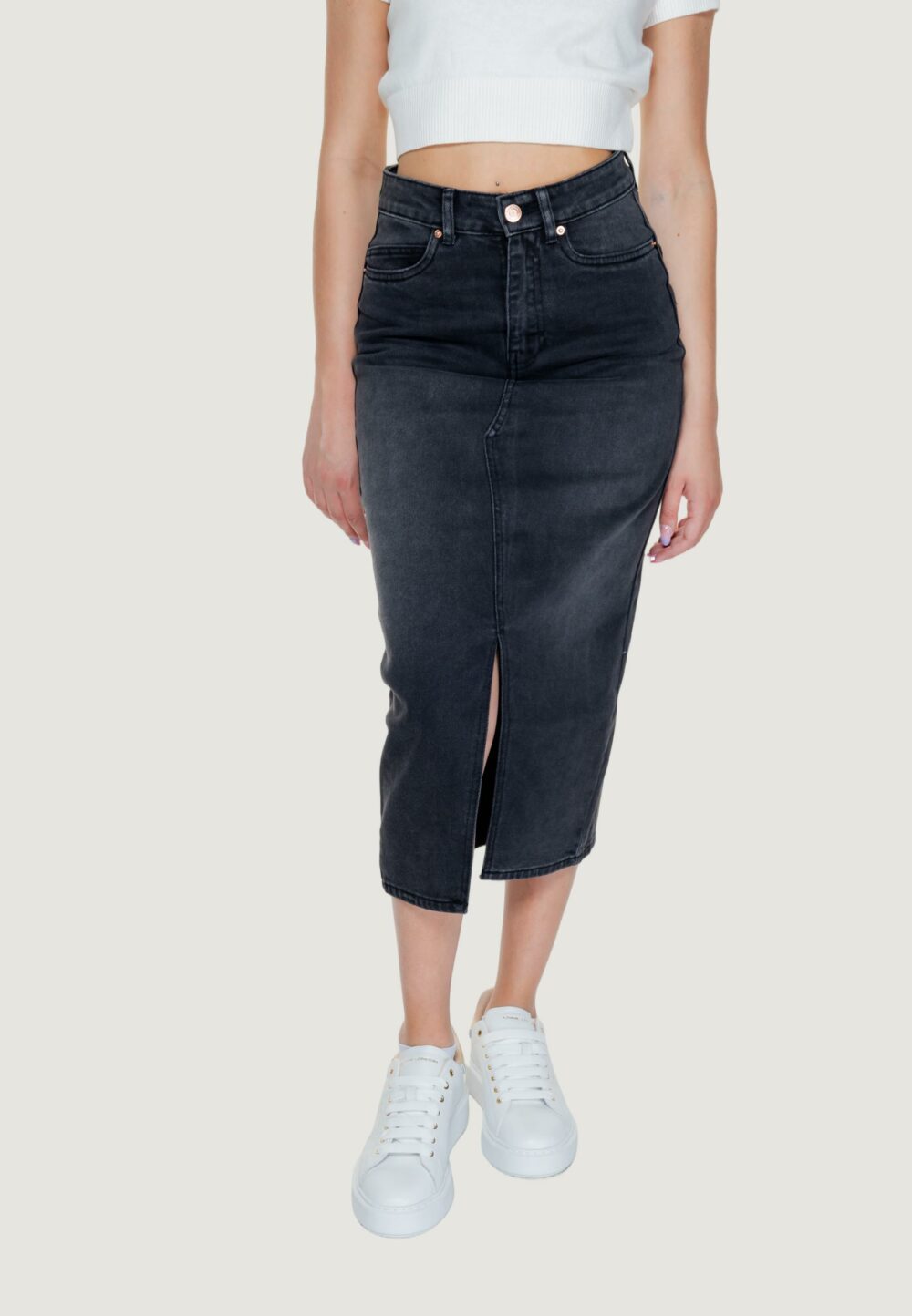 Gonna lunga Vero Moda VMVERI HR CALF DENIM SKIRT GA MIX NOOS Nero - Foto 1