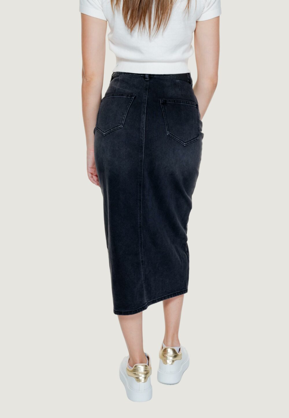 Gonna lunga Vero Moda VMVERI HR CALF DENIM SKIRT GA MIX NOOS Nero - Foto 3