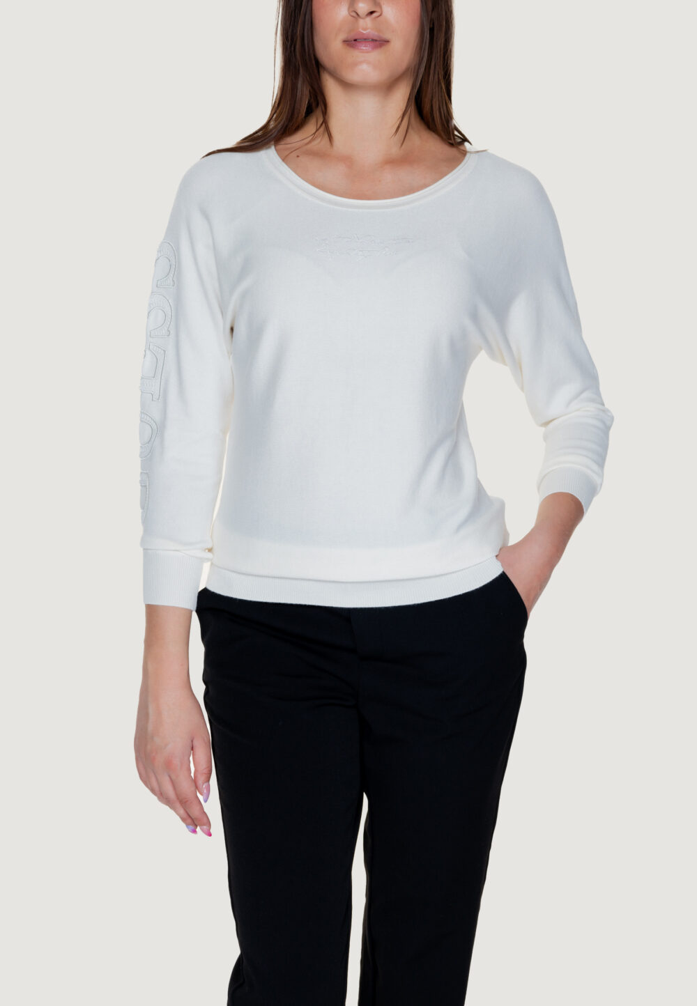 Maglia Guess MAEVE LOGO BAT SLEEVE Bianco - Foto 1