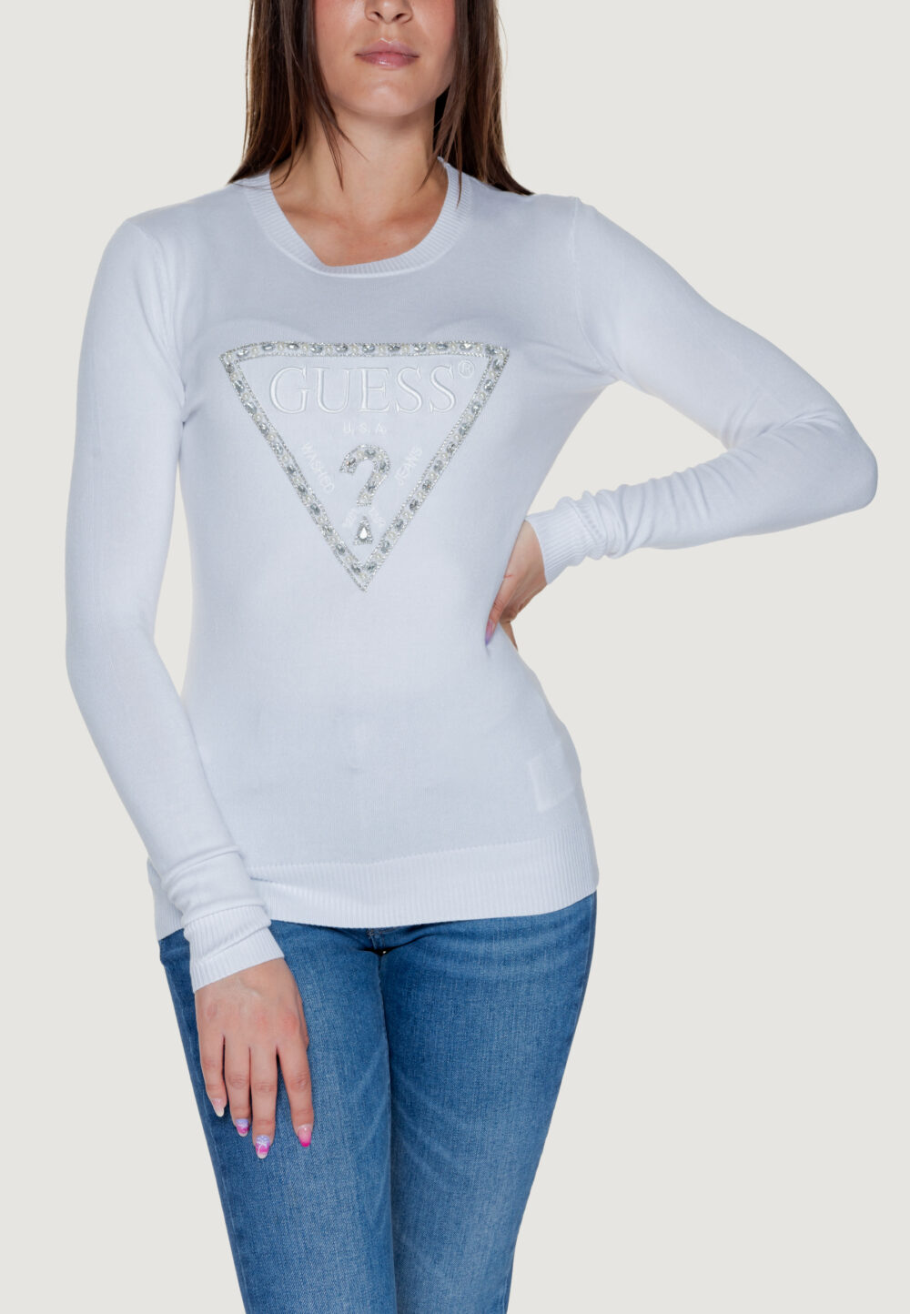 Maglia Guess RYLIE TRIANGLE LOGO Bianco - Foto 1