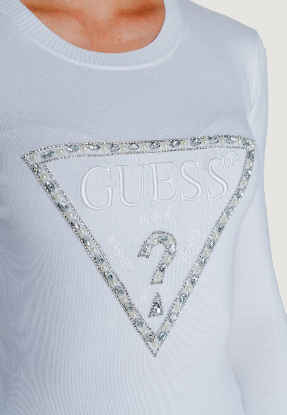 Maglia Guess RYLIE TRIANGLE LOGO Bianco - Foto 2