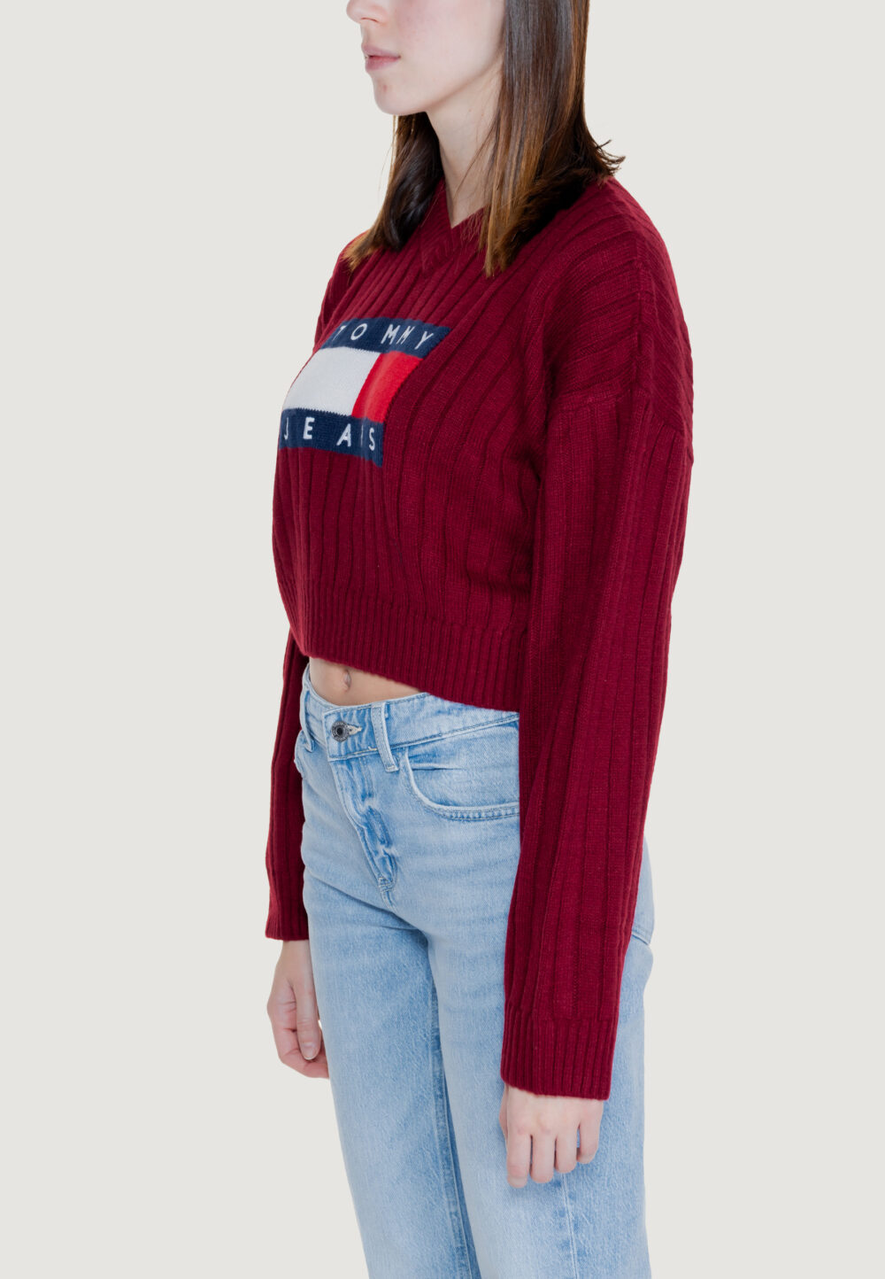 Maglione Tommy Hilfiger Jeans TJW VNCK CENTER FLAG Bordeaux - Foto 3