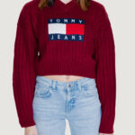 Maglione Tommy Hilfiger Jeans TJW VNCK CENTER FLAG Bordeaux - Foto 5