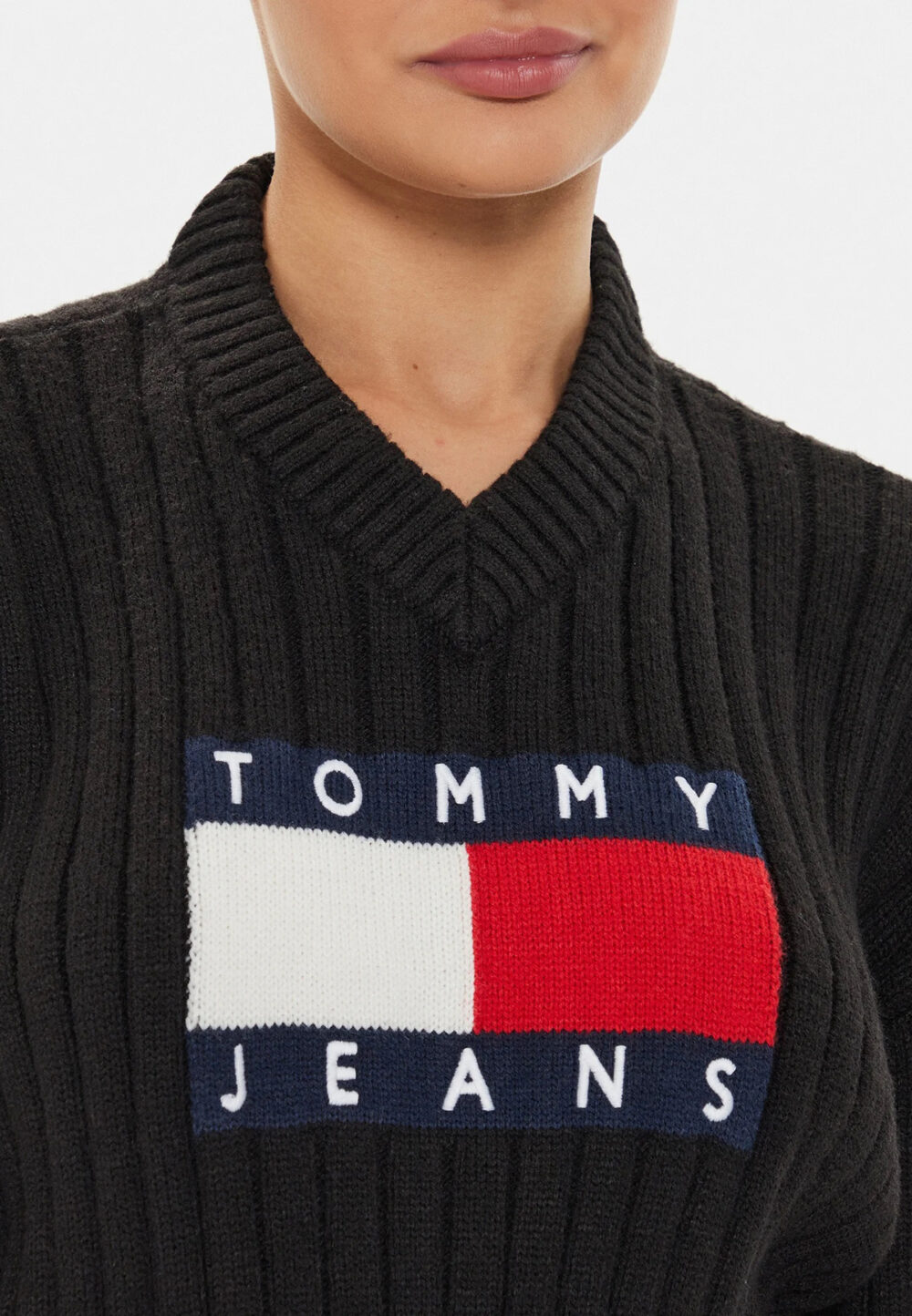 Maglione Tommy Hilfiger Jeans TJW VNCK CENTER FLAG Nero - Foto 2