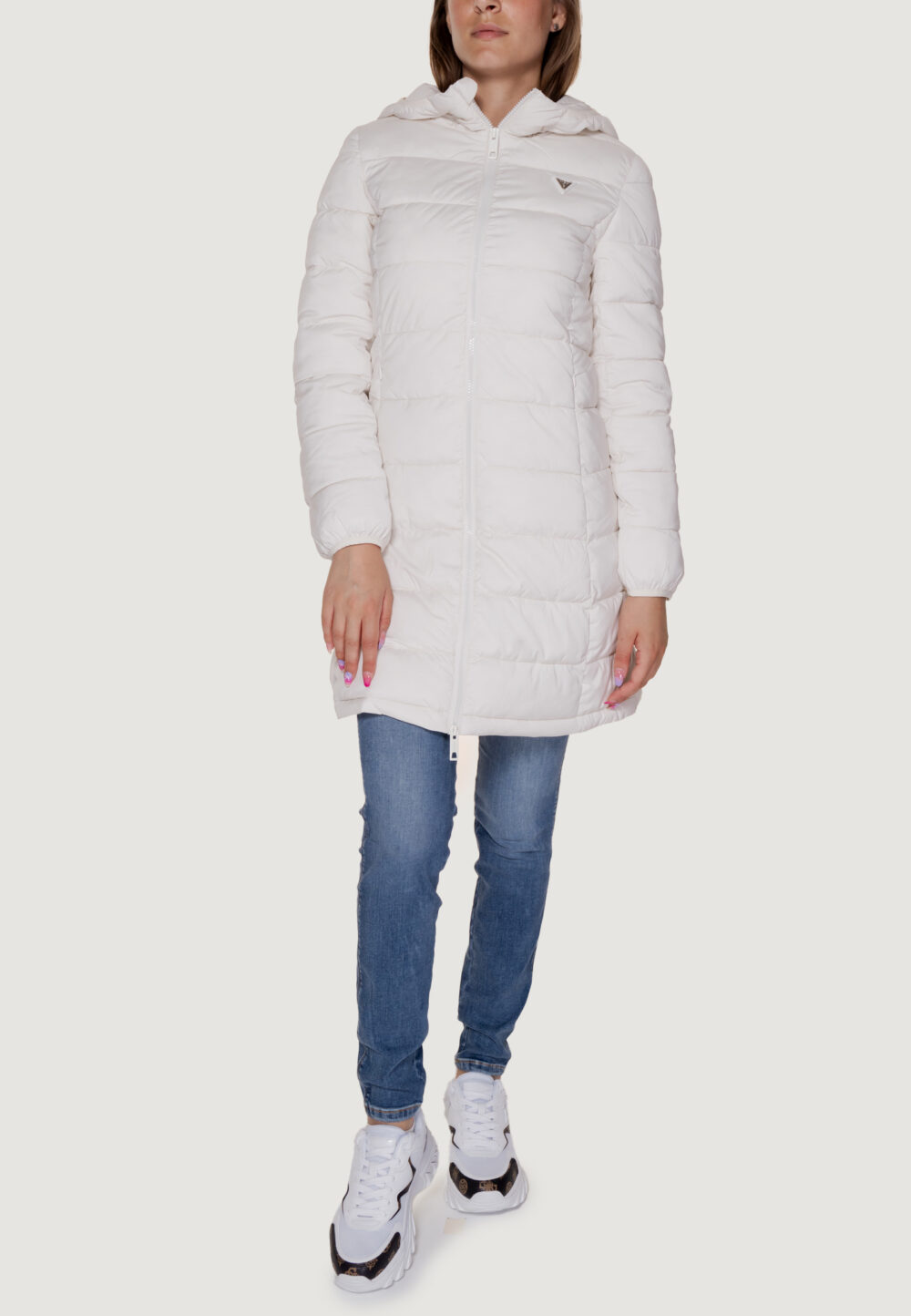 Piumino Guess Active NEW ALETA LONG PUFFER Bianco - Foto 3