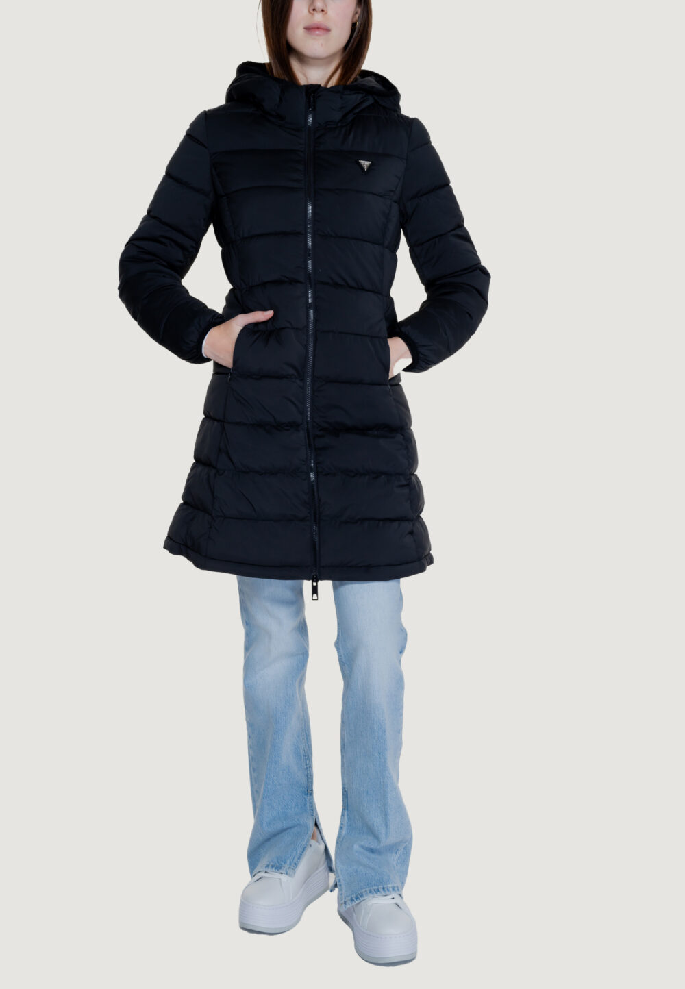 Piumino Guess Active NEW ALETA LONG PUFFER Nero - Foto 5