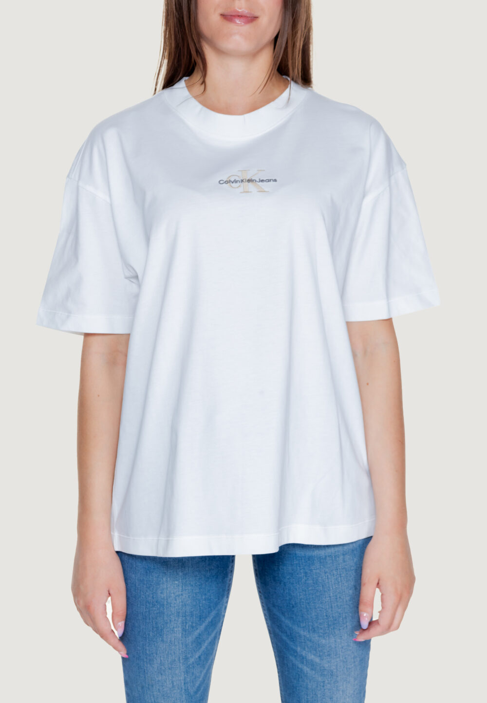 T-shirt Calvin Klein Jeans MONOLOGO BOYFRIEND Bianco - Foto 5