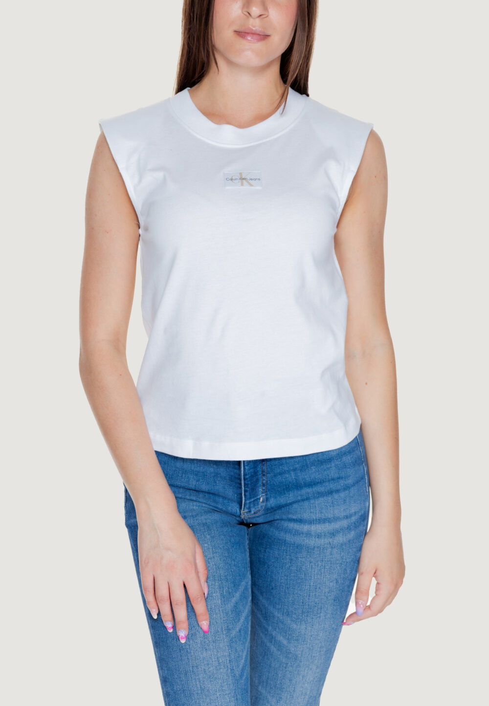 T-shirt Calvin Klein Jeans WOVEN LABEL LOOSE Bianco - Foto 1