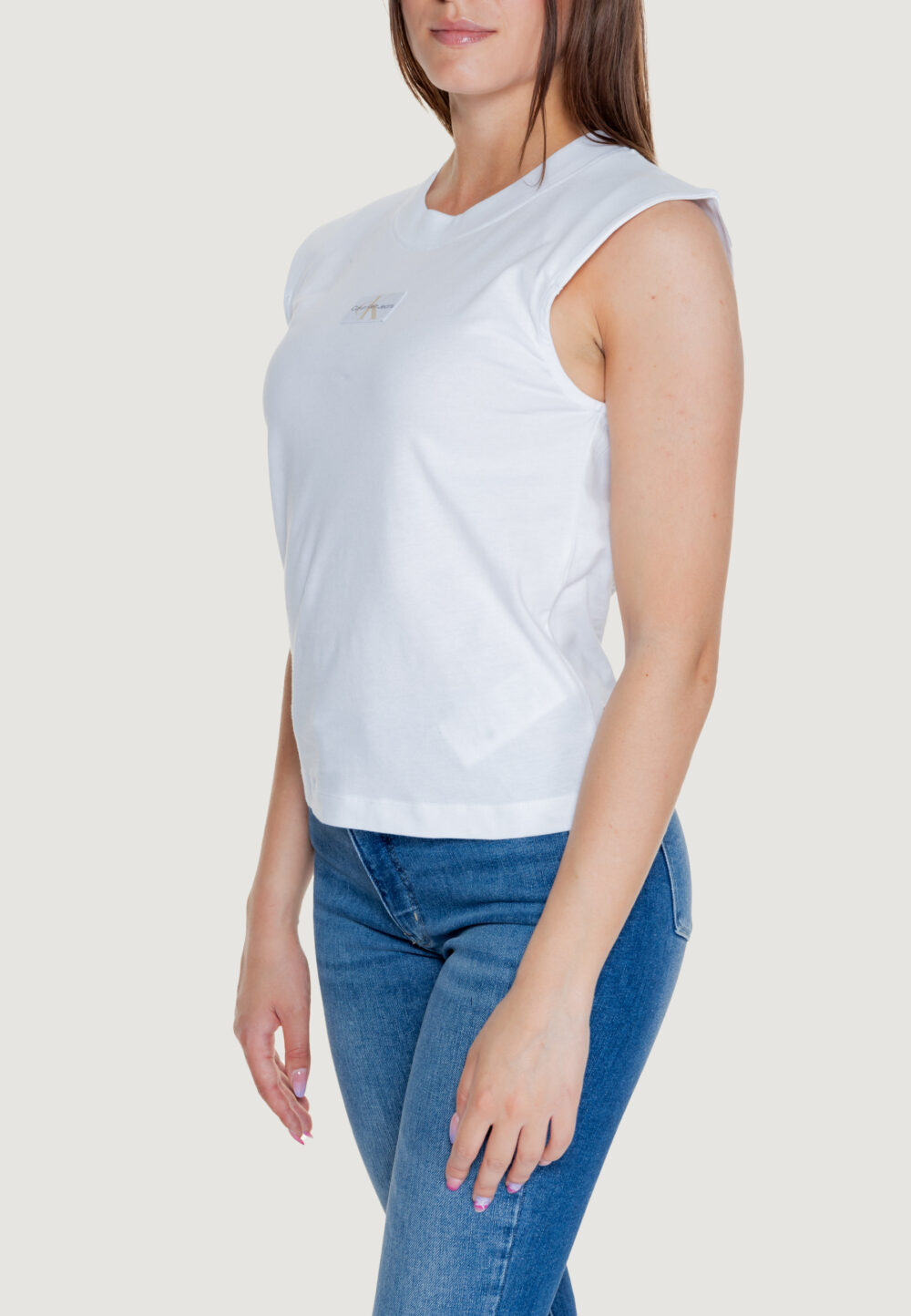 T-shirt Calvin Klein Jeans WOVEN LABEL LOOSE Bianco - Foto 4
