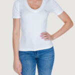 T-shirt Calvin Klein Jeans WOVEN LABEL RIB V-NECK Bianco - Foto 1