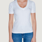 T-shirt Calvin Klein Jeans WOVEN LABEL RIB V-NECK Bianco - Foto 5