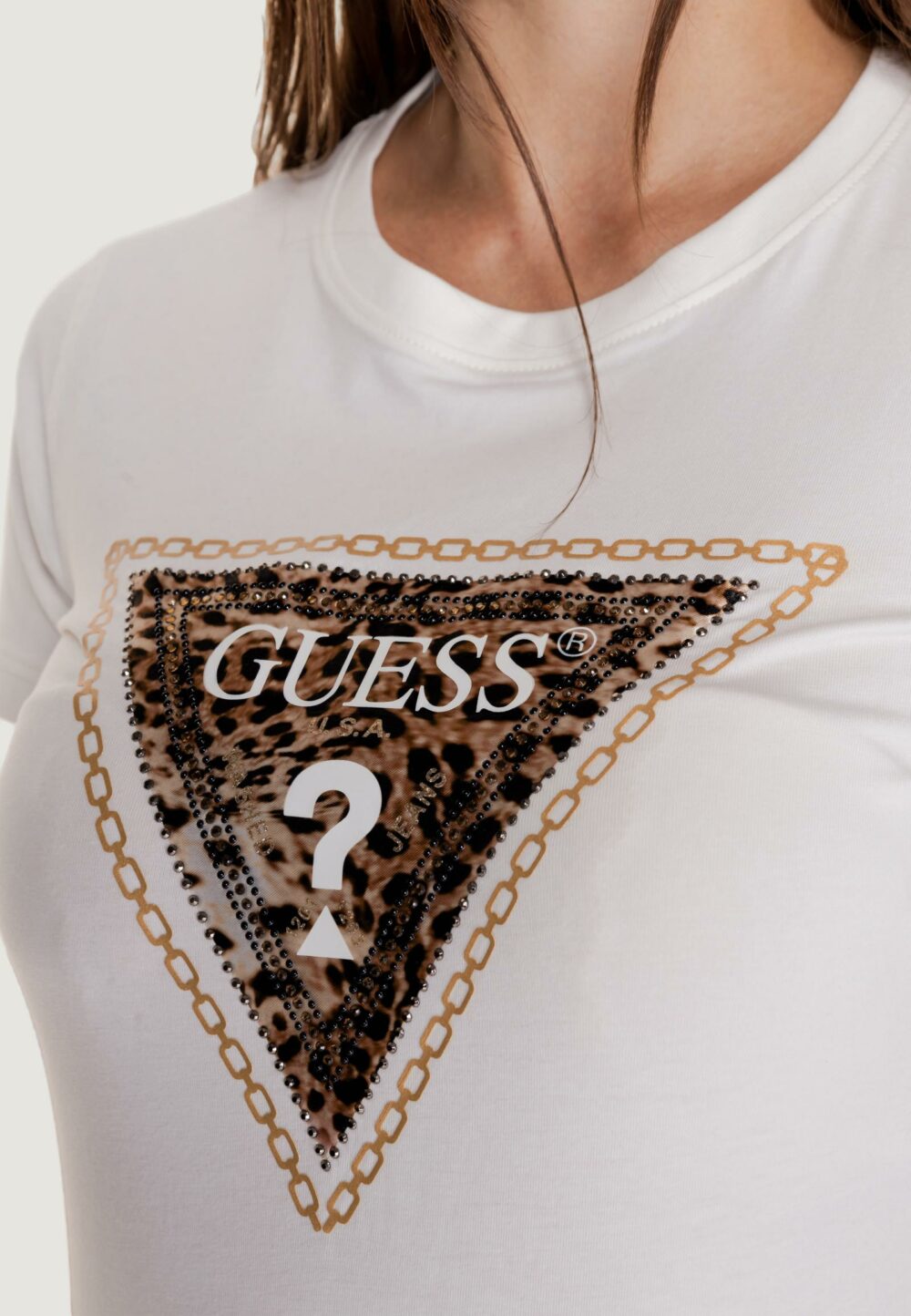 T-shirt Guess SS CN TRIANGLE LEO Bianco - Foto 2
