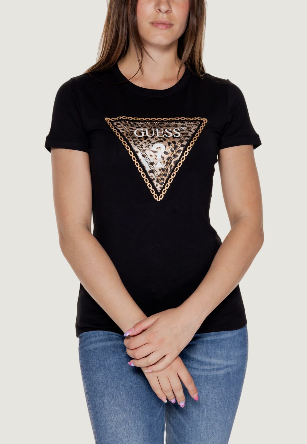 T-shirt Guess SS CN TRIANGLE LEO Nero - Foto 1