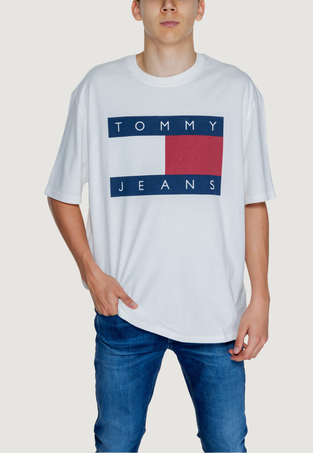 T-shirt Tommy Hilfiger Jeans TJM OVZ BIG FLAG TEE Bianco - Foto 1