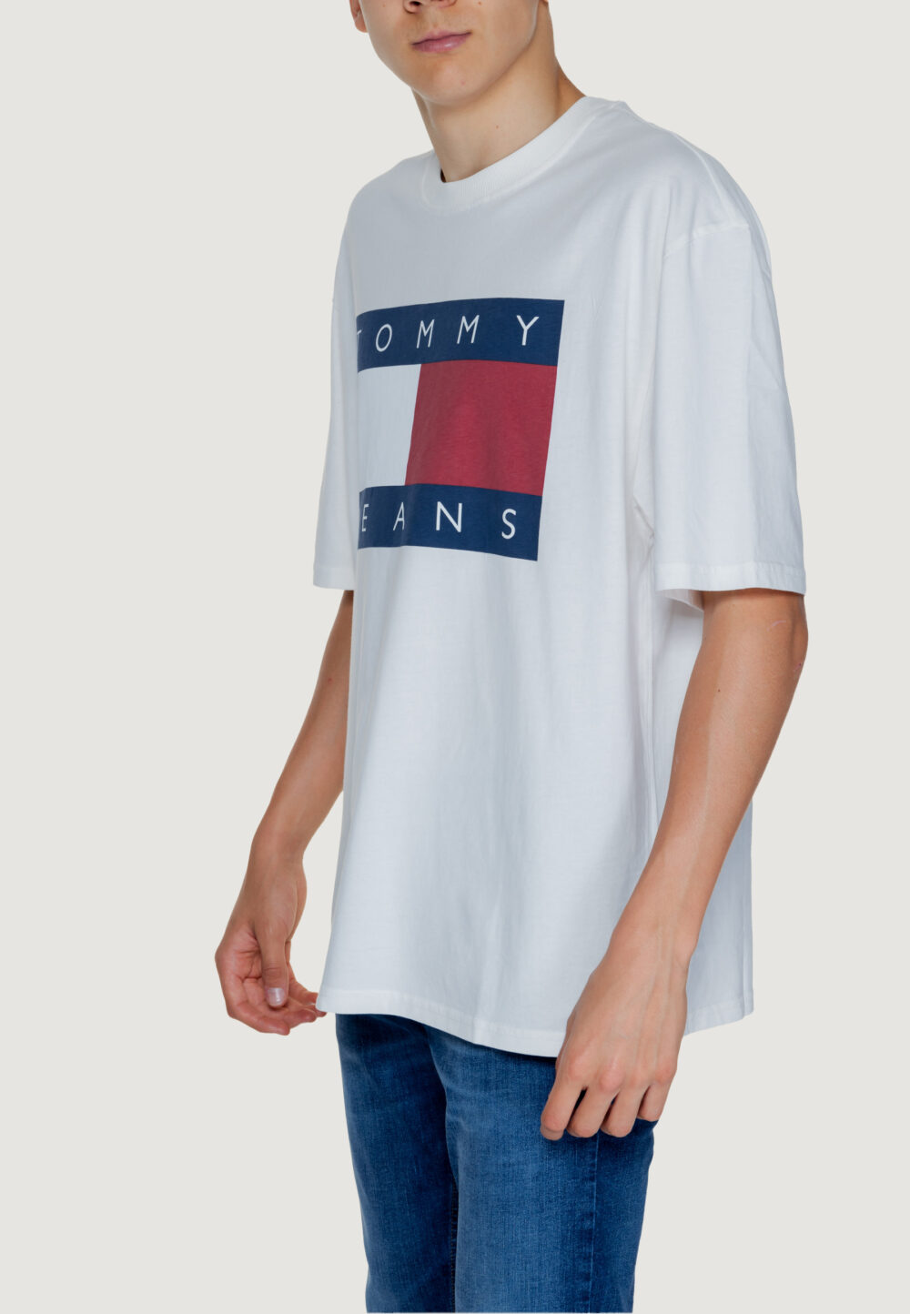 T-shirt Tommy Hilfiger Jeans TJM OVZ BIG FLAG TEE Bianco - Foto 4