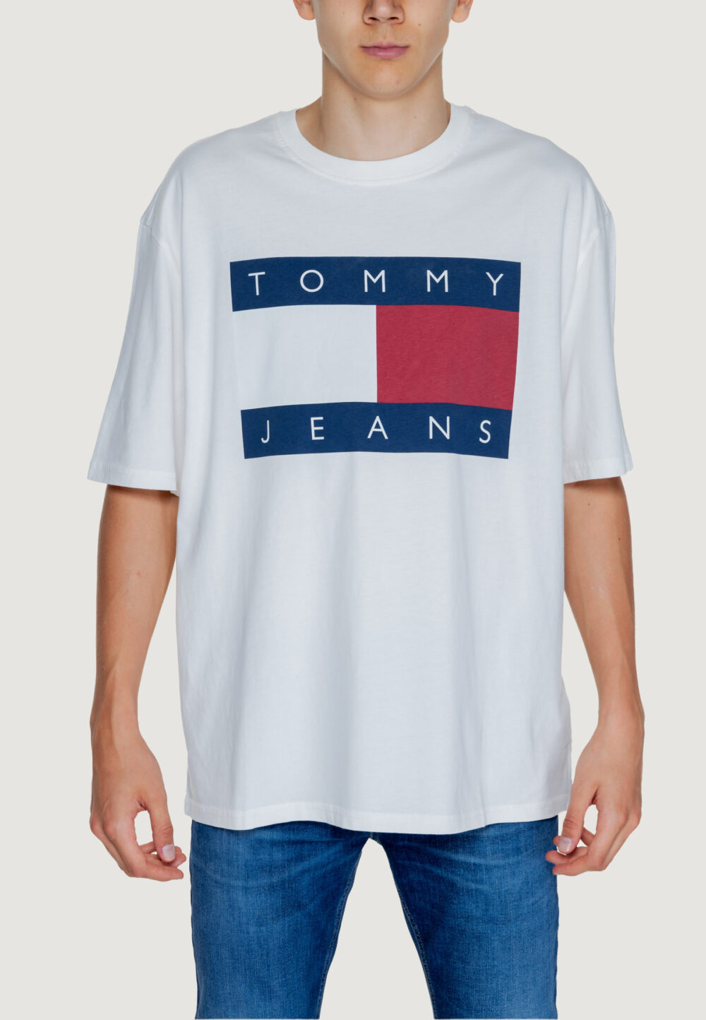 T-shirt Tommy Hilfiger Jeans TJM OVZ BIG FLAG TEE Bianco - Foto 5