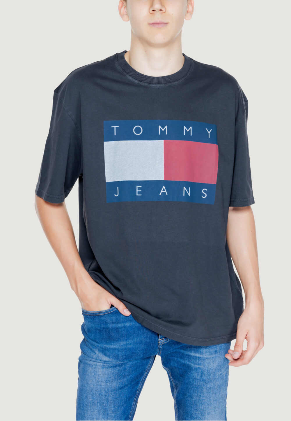 T-shirt Tommy Hilfiger Jeans TJM OVZ BIG FLAG TEE Nero - Foto 1