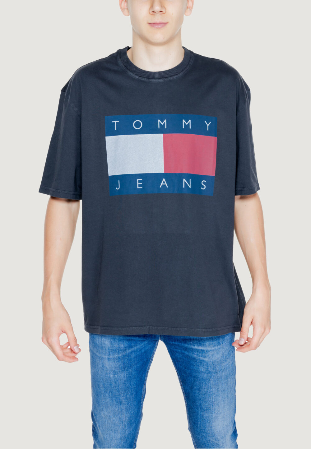 T-shirt Tommy Hilfiger Jeans TJM OVZ BIG FLAG TEE Nero - Foto 4