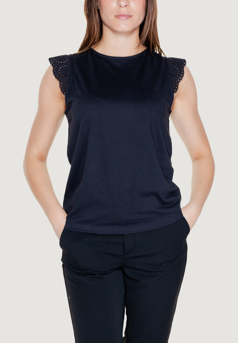 T-shirt Vero Moda VMEMILY SL GATHERING TOP JRS NOOS Nero - Foto 1