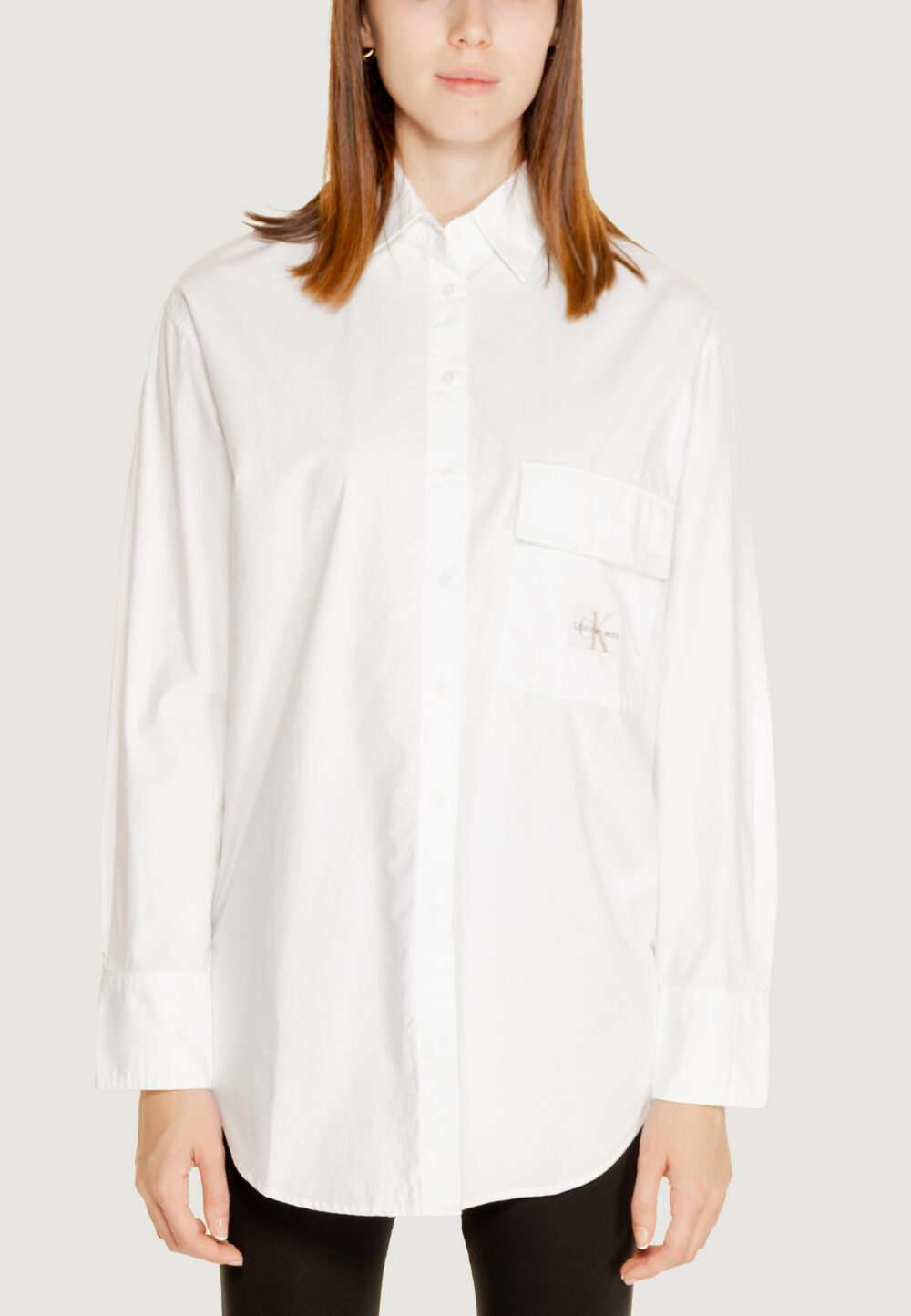 Camicia manica lunga Calvin Klein LONG COTTON UTILITY Bianco - Foto 1