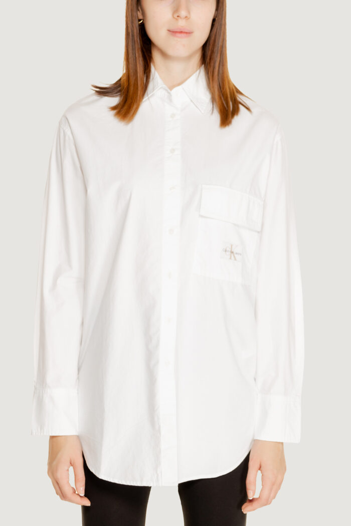 Camicia manica lunga Calvin Klein LONG COTTON UTILITY Bianco