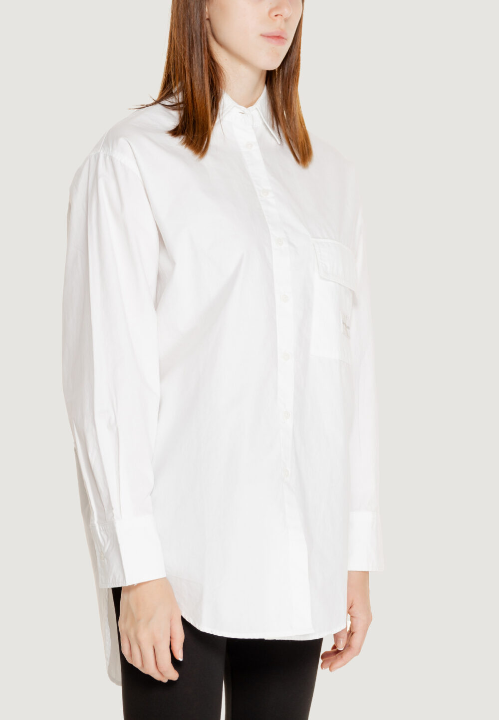 Camicia manica lunga Calvin Klein LONG COTTON UTILITY Bianco - Foto 4