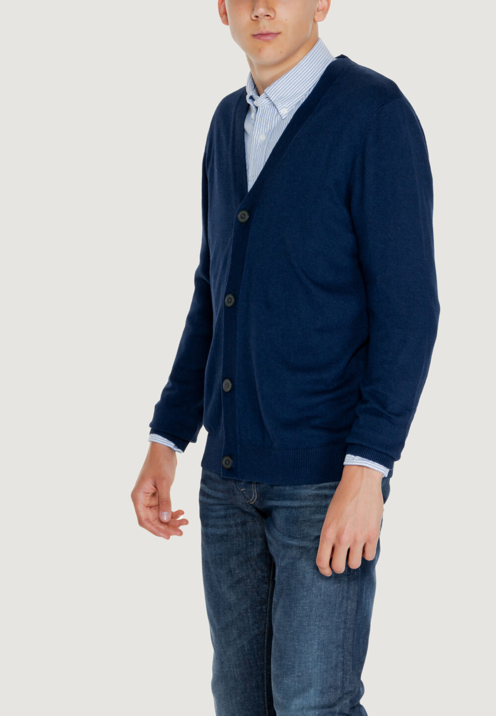 Cardigan Jack Jones JJEEMIL KNIT BUTTON CARDIGAN NOOS Blu - Foto 3