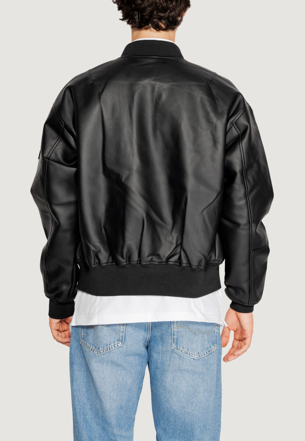 Piumino Calvin Klein Jeans FAUX LEATHER BOMBER Nero - Foto 5