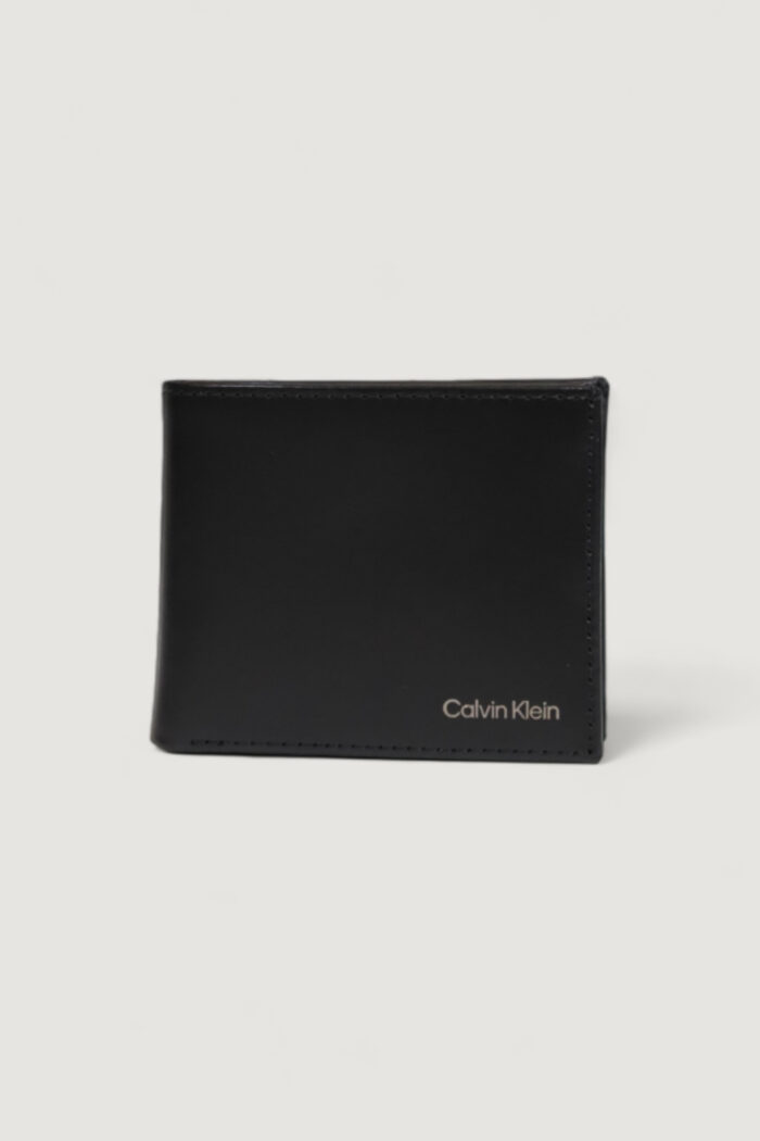 Portafoglio con portamonete Calvin Klein CK SMOOTH BIFOLD 5CC W/COIN Nero