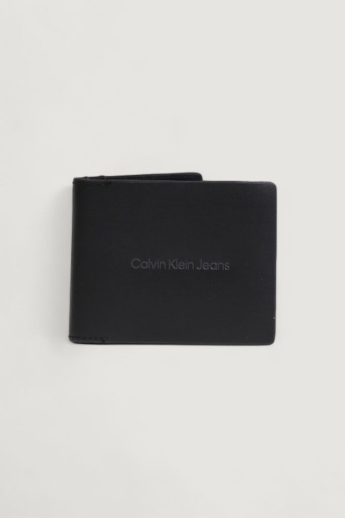 Portafoglio senza portamonete Calvin Klein LOGO PRINT BIFOLD ID Nero