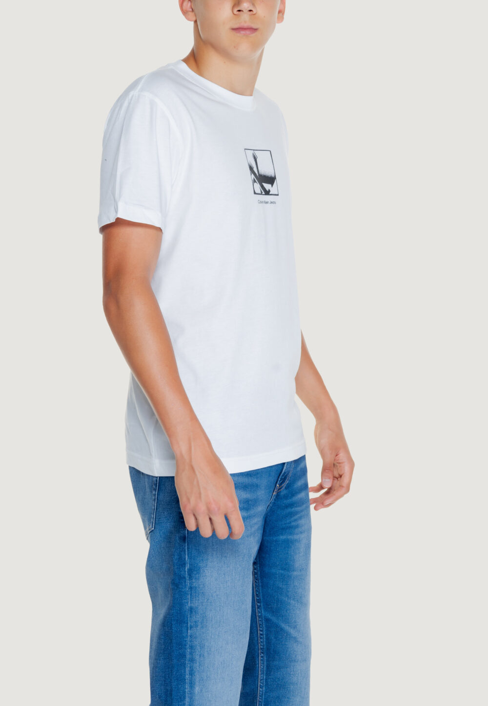 T-shirt Calvin Klein Jeans GRID BOX TEE Bianco - Foto 4